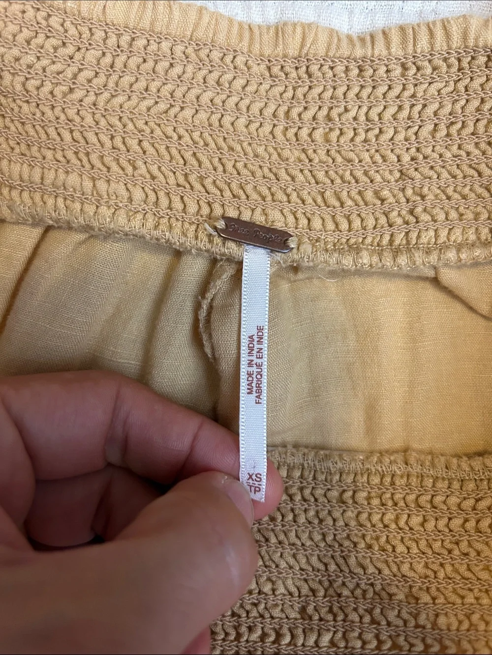 Free People Linen Blend Wide-Leg Pull-On Pants in Mustard Yellow size XS